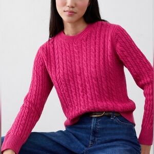 GAP Cotton Cable Knit Sweater – Fuchsia Pink – Classic Crewneck – Size M